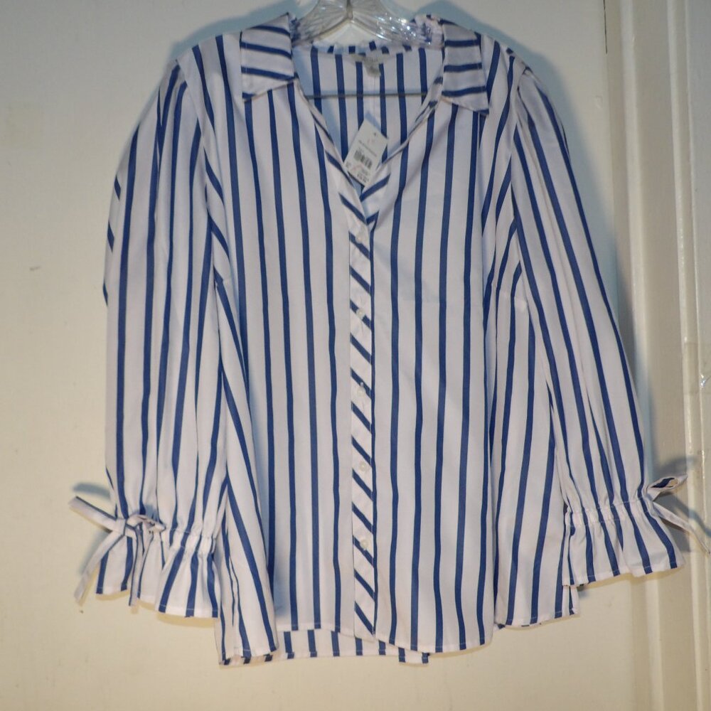 NWT Cato Est 1946 Bow Sleeve Button Down Top Sz XL